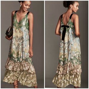 NWT tie back ruffle hem midi dress